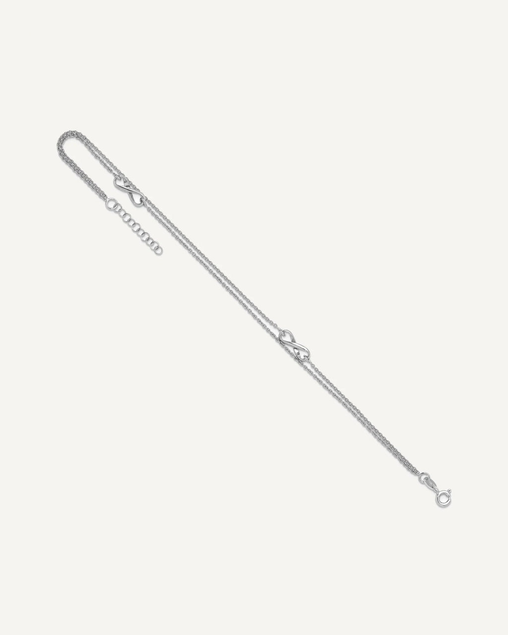 Sterling Silver Rhodium-plated 2-Strand Infinity 9 inch Plus 1 inch Extender - Total 10 inch Anklet – View 4
