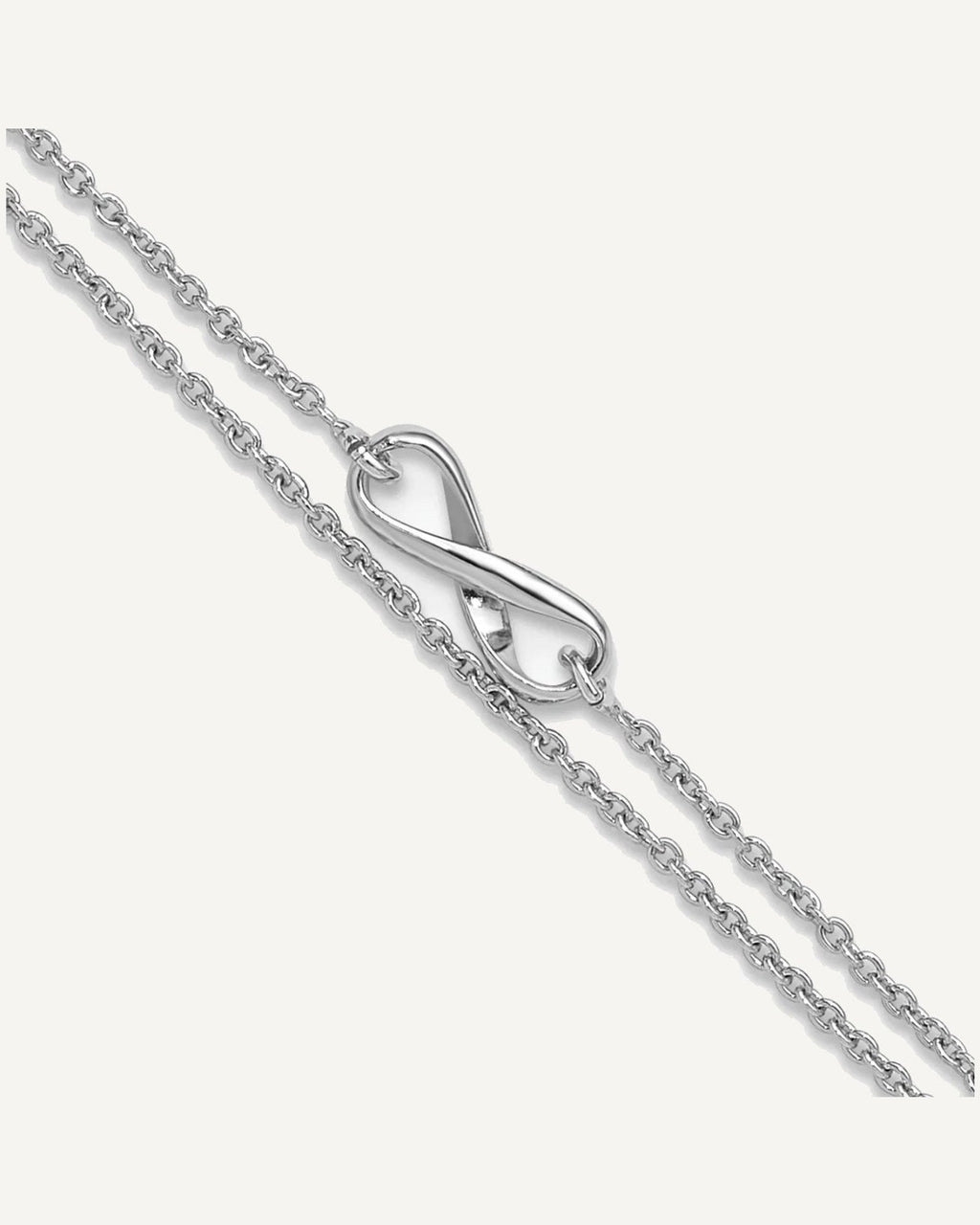 Sterling Silver Rhodium-plated 2-Strand Infinity 9 inch Plus 1 inch Extender - Total 10 inch Anklet – View 1