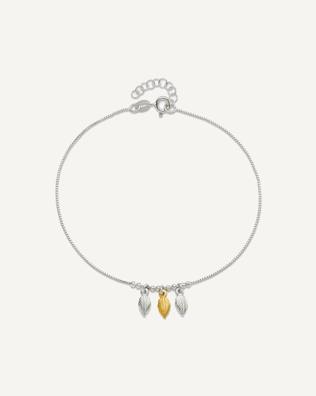 Sterling Silver Gold-tone Feathers 9 inch Plus 1 inch Extender - Total 10 inch Anklet – View 5