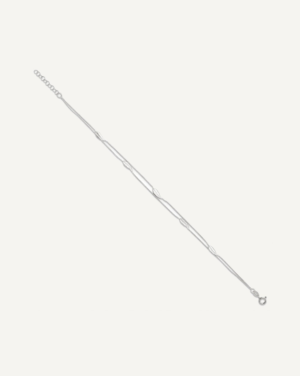 Sterling Silver 2-Strand Feathers 9 inch Plus 1 inch Extender - Total 10 inch Anklet – View 2