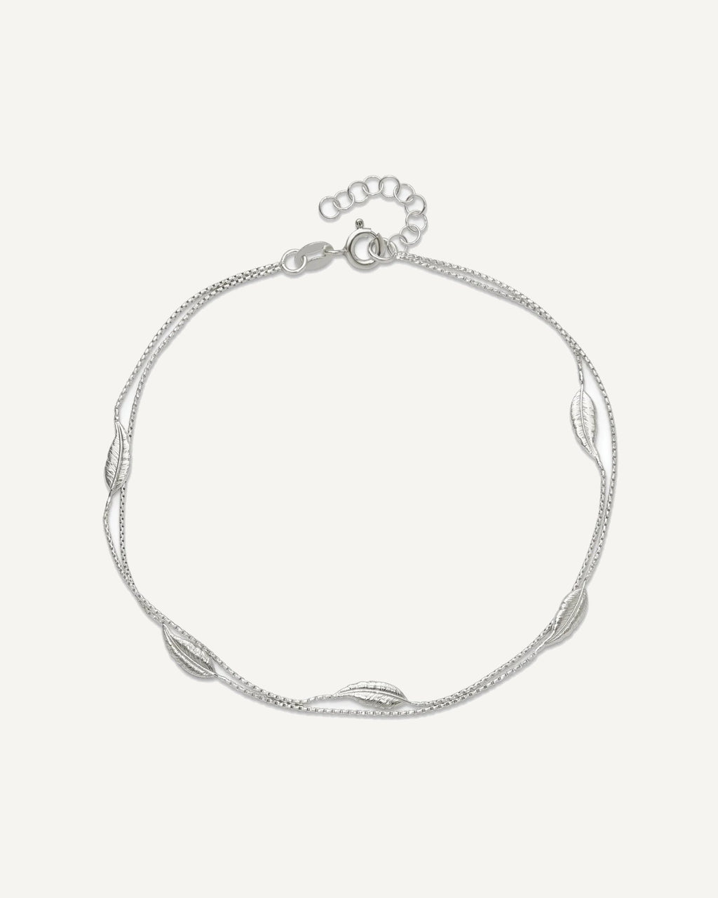 Sterling Silver 2-Strand Feathers 9 inch Plus 1 inch Extender - Total 10 inch Anklet – View 5