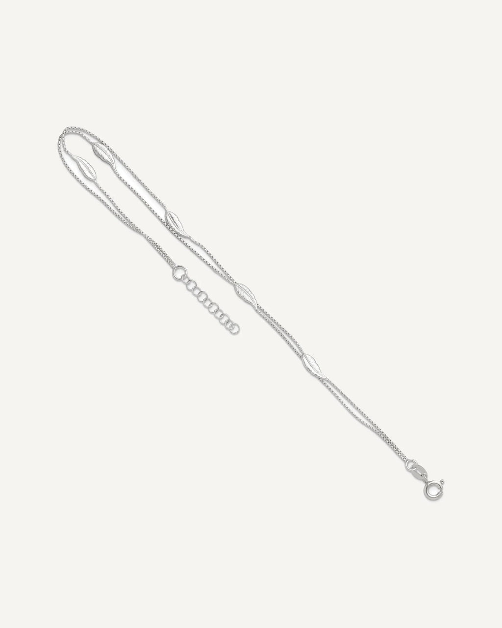 Sterling Silver 2-Strand Feathers 9 inch Plus 1 inch Extender - Total 10 inch Anklet – View 7