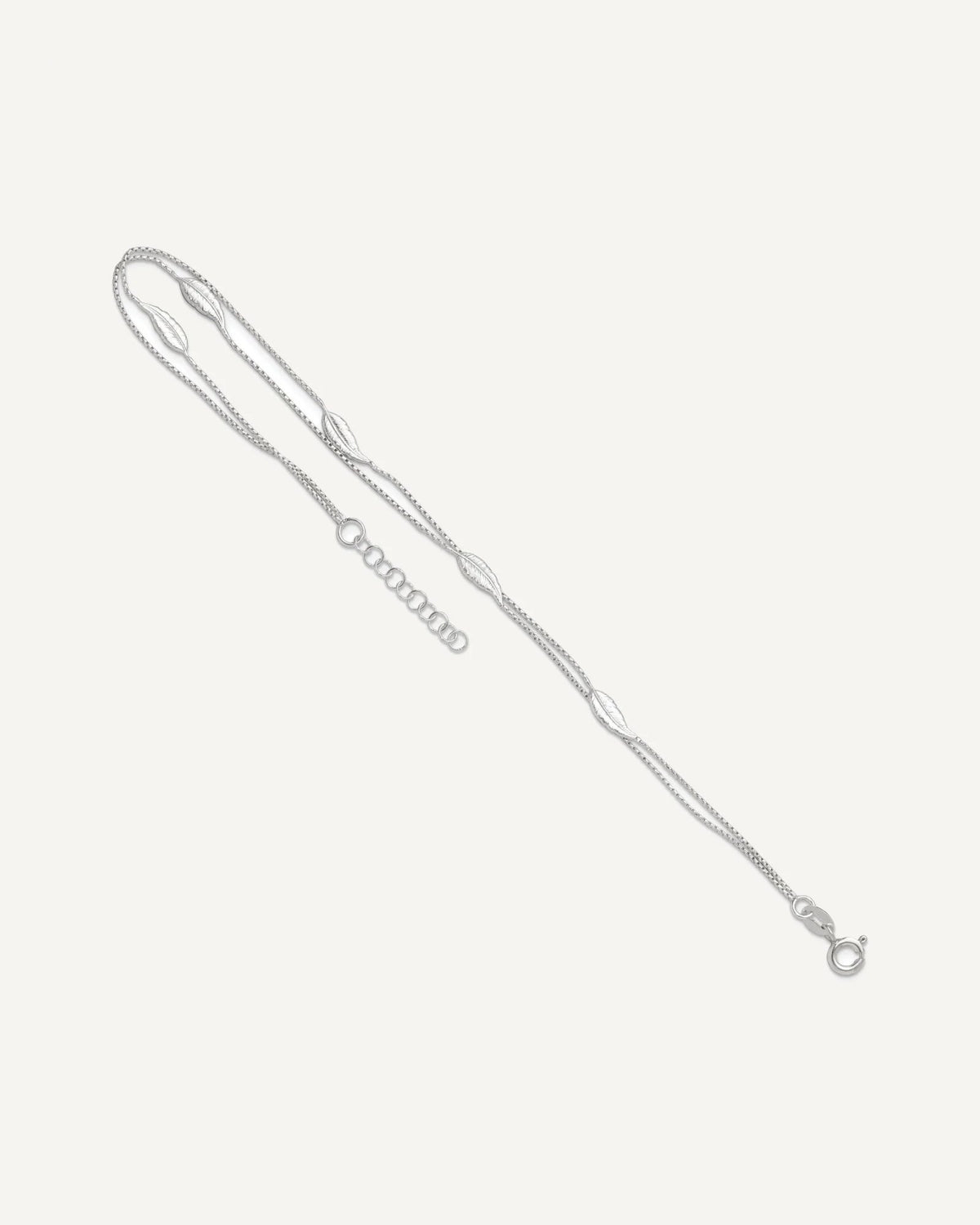Sterling Silver 2-Strand Feathers 9 inch Plus 1 inch Extender - Total 10 inch Anklet – View 7