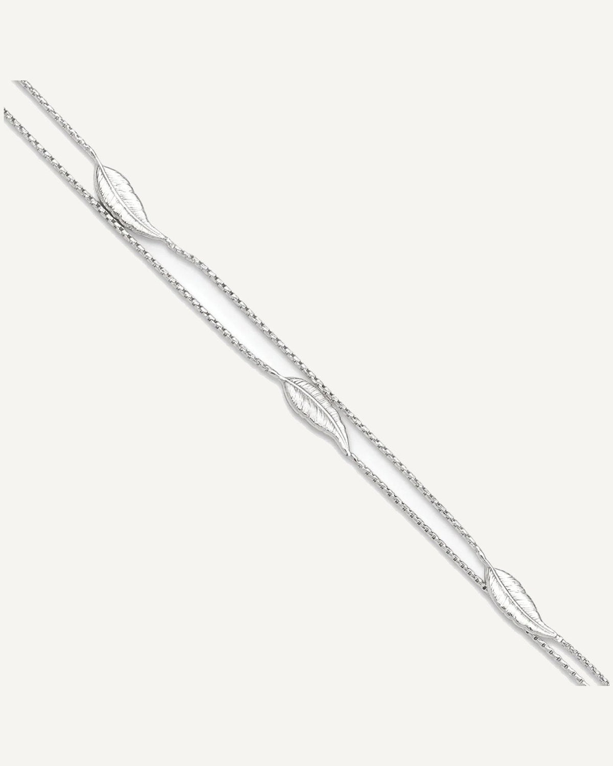 Sterling Silver 2-Strand Feathers 9 inch Plus 1 inch Extender - Total 10 inch Anklet – View 1