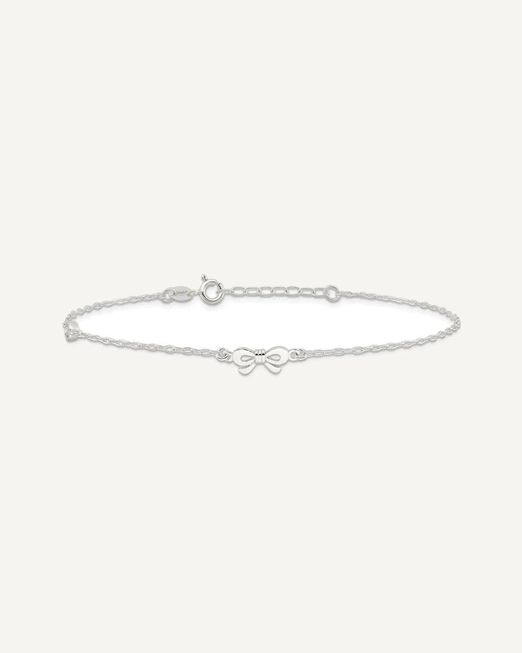 Sterling Silver CZ and Bow 9 inch Plus 1 inch Extender - Total 10 inch Anklet – View 3