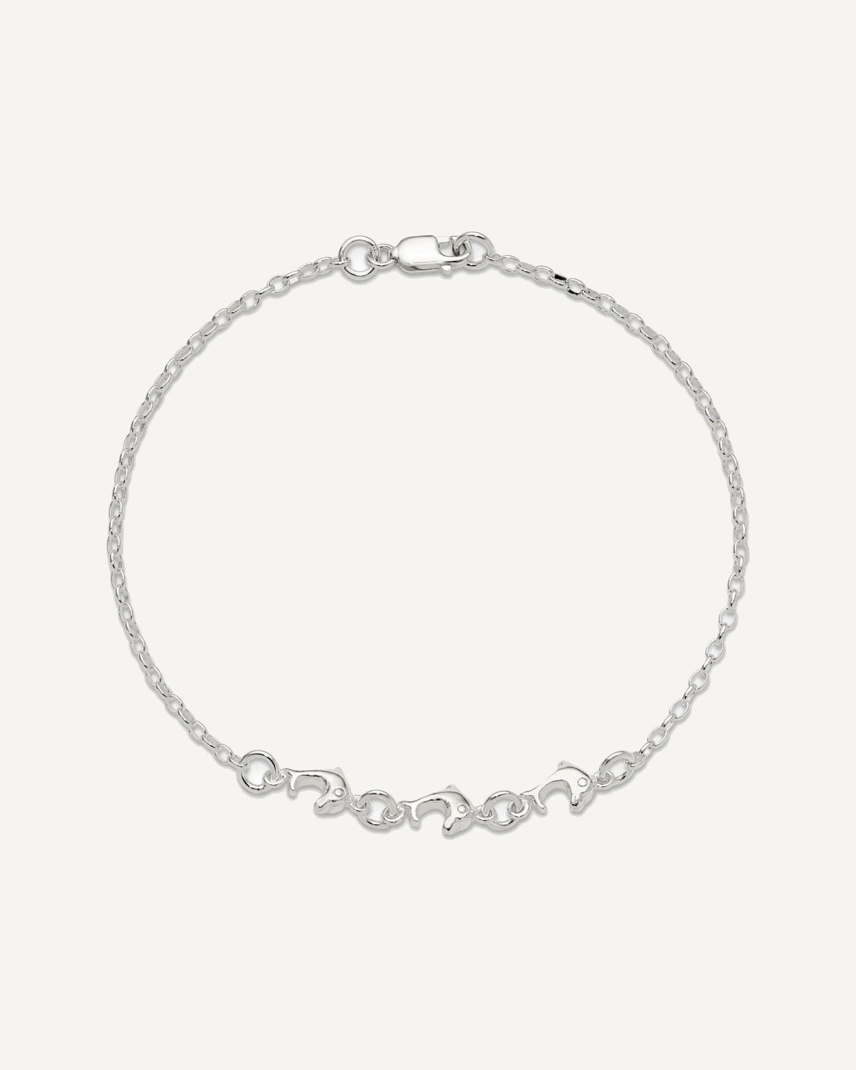 Sterling Silver 3 Dolphins Anklet – View 5