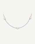 Sterling Silver Rhodium-plated 5-5.5mm White Semi-Round Freshwater Cultured Pearl 5-Station 12 Inch Necklace – View 1