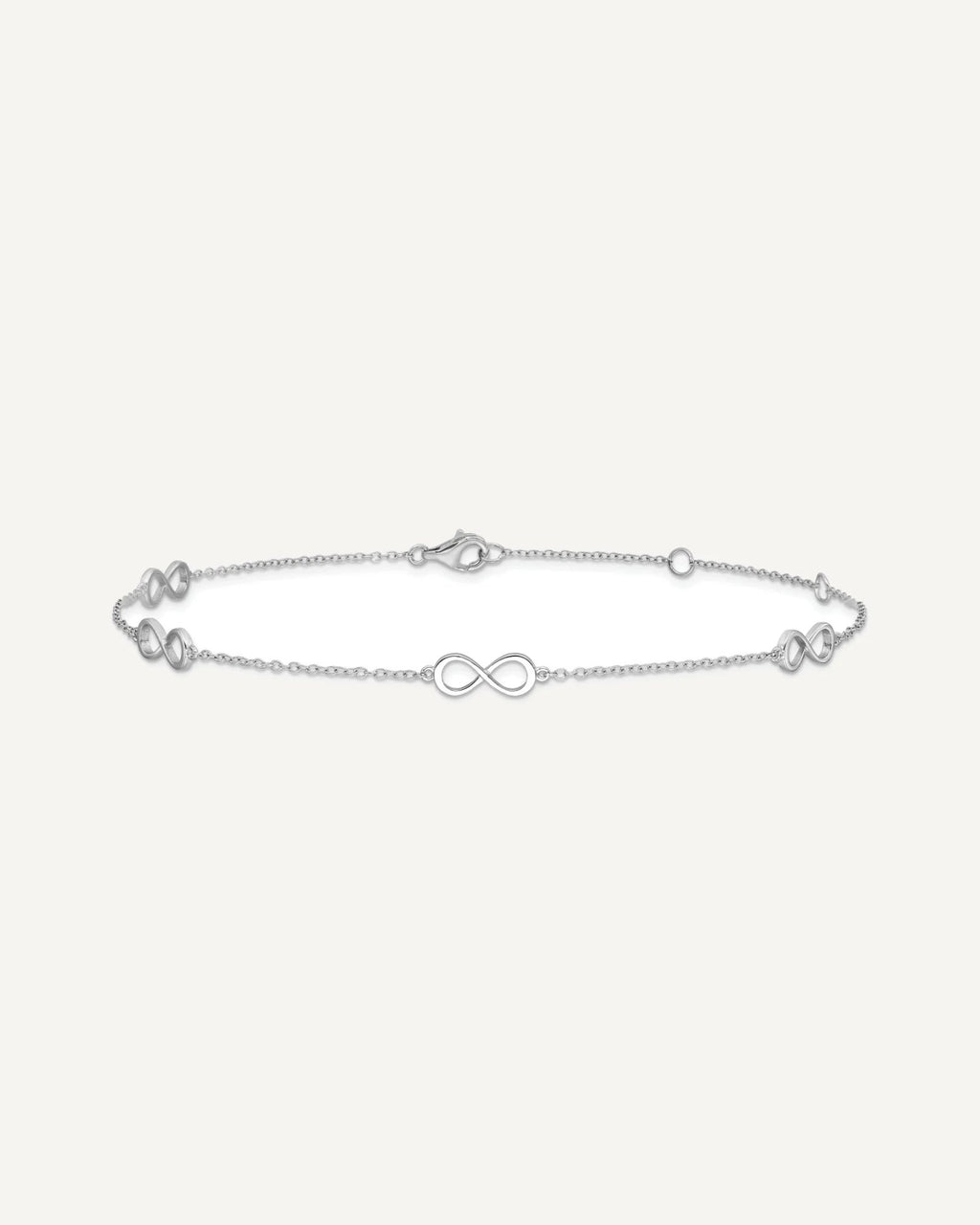 Sterling Silver Rhodium-plated Infinity 10 inch Plus 2 inch Extender - Total 12 inch Anklet – View 3