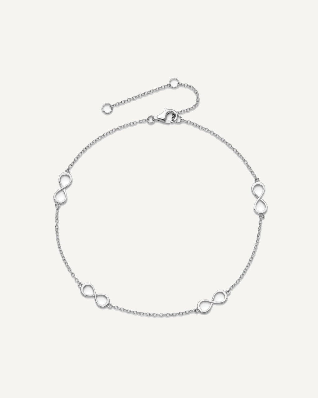 Sterling Silver Rhodium-plated Infinity 10 inch Plus 2 inch Extender - Total 12 inch Anklet – View 4