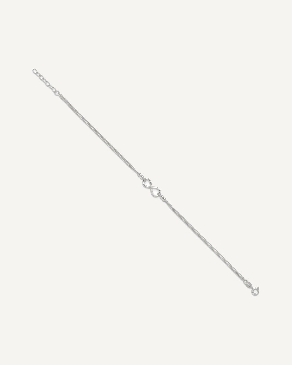 Sterling Silver 2-Strand Infinity 9 inch Plus 1 inch Extender - Total 10 inch Anklet – View 2
