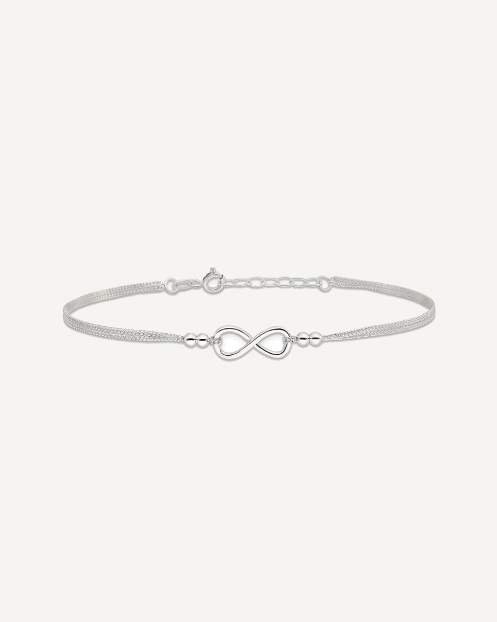 Sterling Silver 2-Strand Infinity 9 inch Plus 1 inch Extender - Total 10 inch Anklet – View 3
