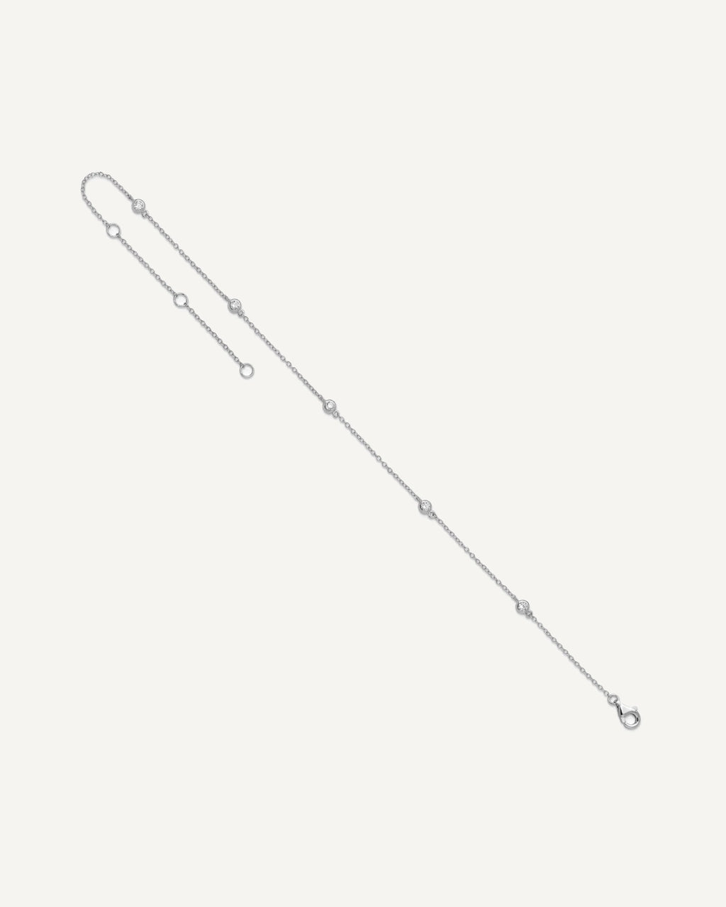 Sterling Silver Rhodium-plated Bezel CZ 5-Station 9 inch Plus 2 inch Extender - Total 11 inch Anklet – View 7