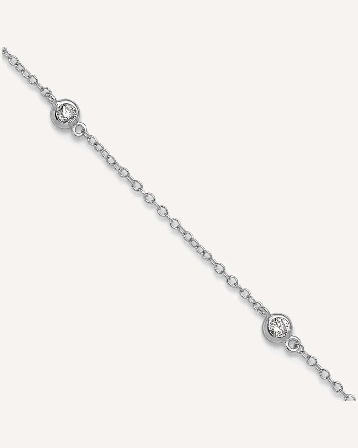 Sterling Silver Rhodium-plated Bezel CZ 5-Station 9 inch Plus 2 inch Extender - Total 11 inch Anklet – View 1