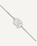 Sterling Silver Lotus with Blue Fabric Tassel 9 inch Plus 1 inch Extender - Total 10 inch Anklet – View 1