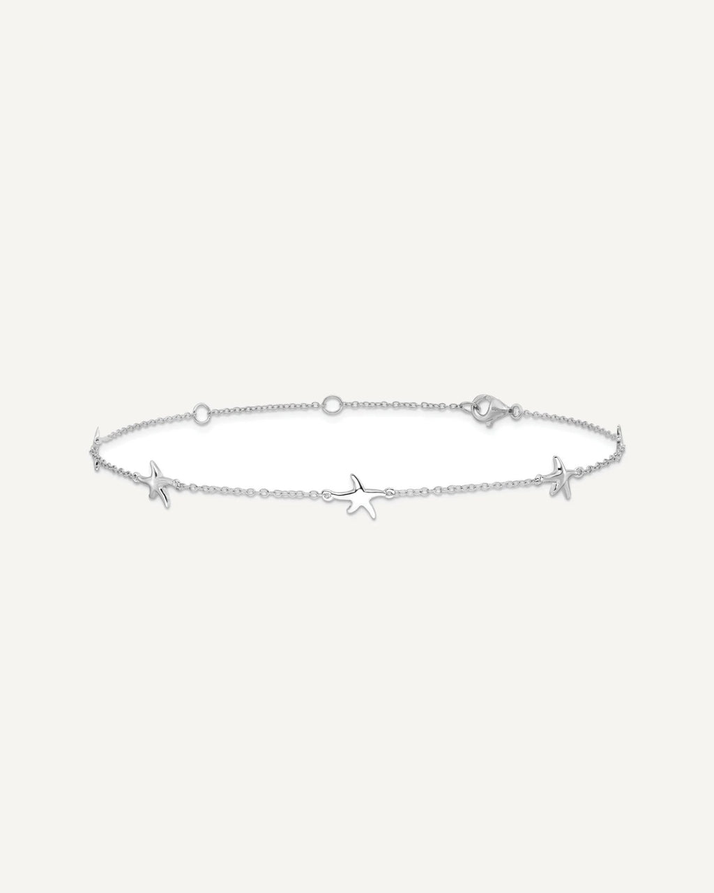 Sterling Silver Rhodium-plated Starfish 9 inch Plus 2 inch Extender - Total 11 inch Anklet – View 3