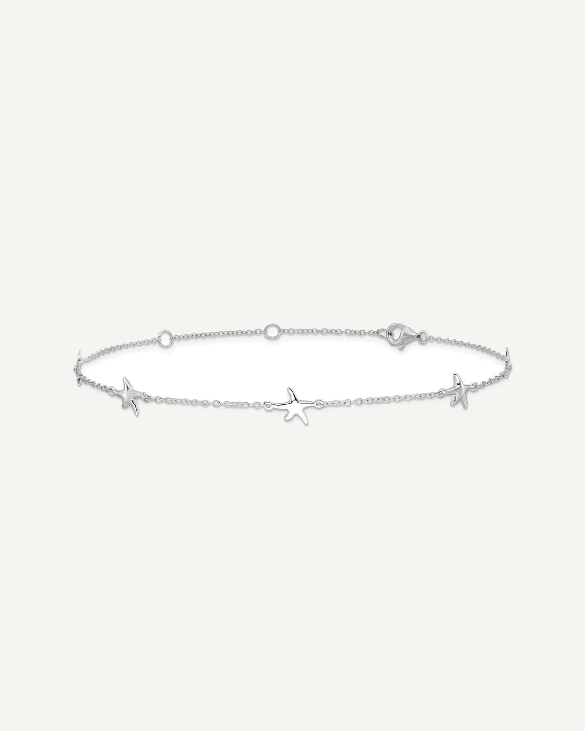 Sterling Silver Rhodium-plated Starfish 9 inch Plus 2 inch Extender - Total 11 inch Anklet – View 3