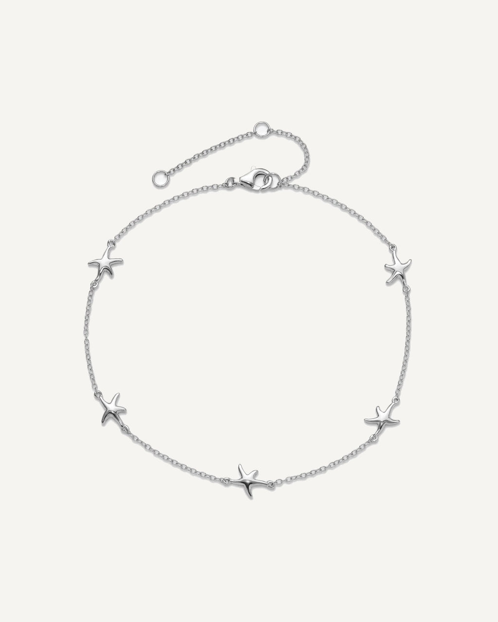 Sterling Silver Rhodium-plated Starfish 9 inch Plus 2 inch Extender - Total 11 inch Anklet – View 5