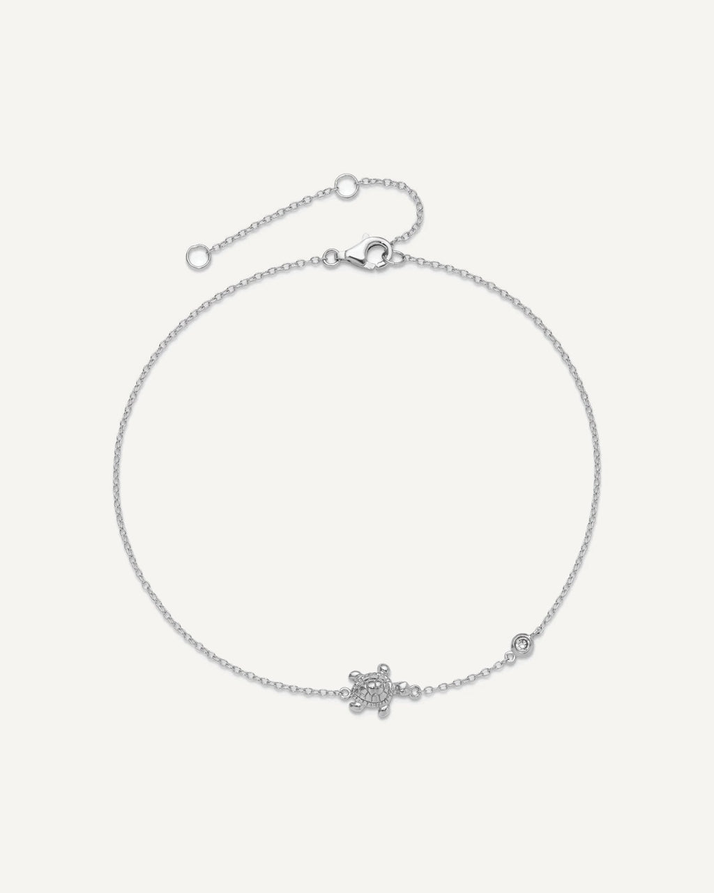 Sterling Silver Rhodium-plated CZ Turtle 9 inch Plus 2 inch Extender - Total 11 inch Anklet – View 5