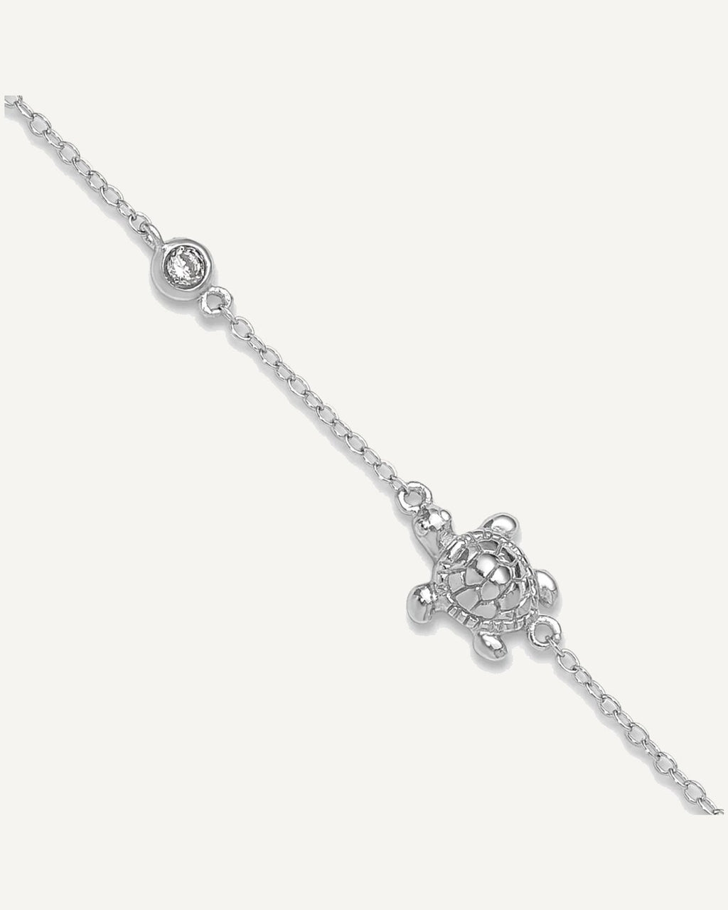Sterling Silver Rhodium-plated CZ Turtle 9 inch Plus 2 inch Extender - Total 11 inch Anklet – View 1