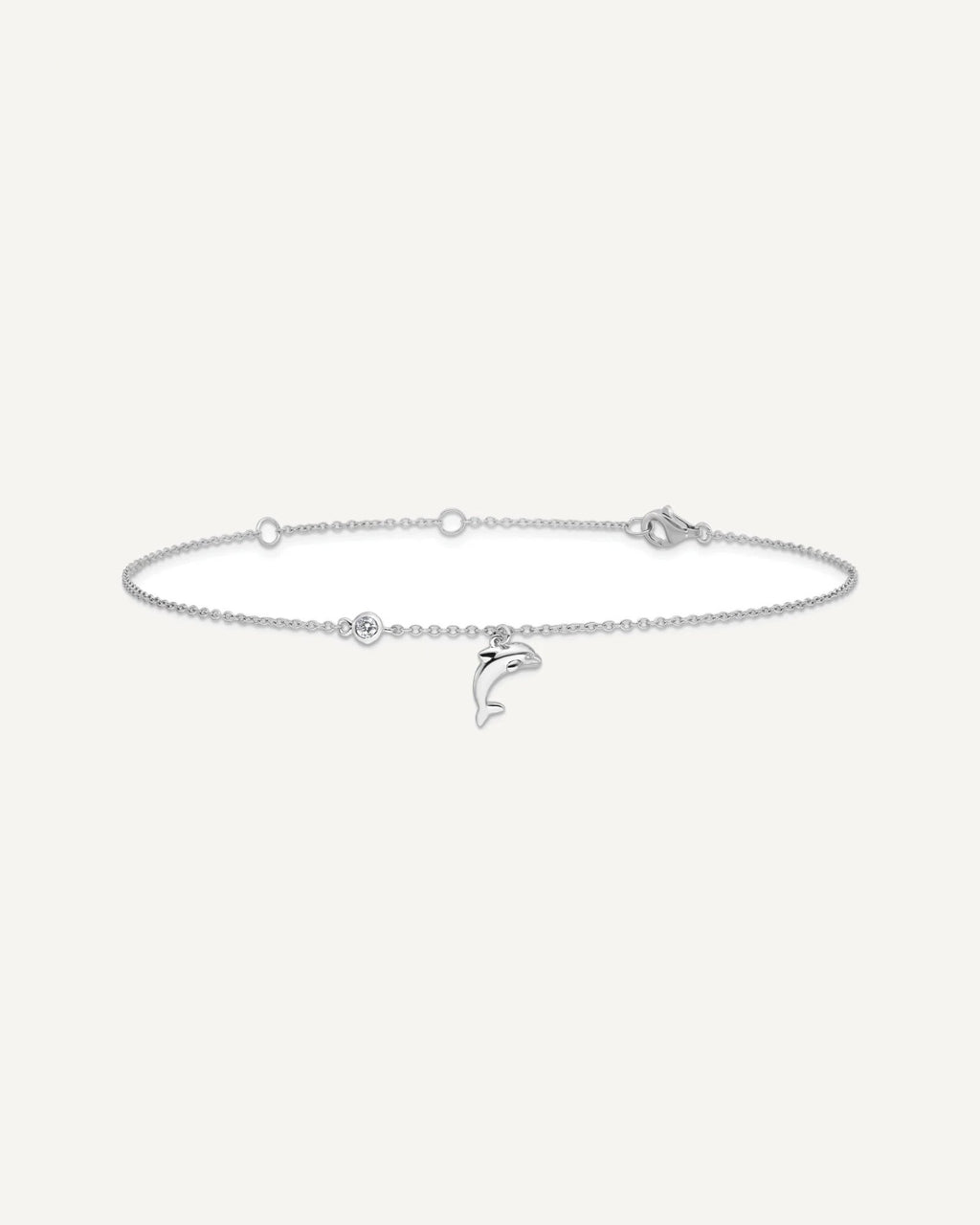 Sterling Silver Rhodium-plated CZ Dolphin 9 inch Plus 2 inch Extender - Total 11 inch Anklet – View 3