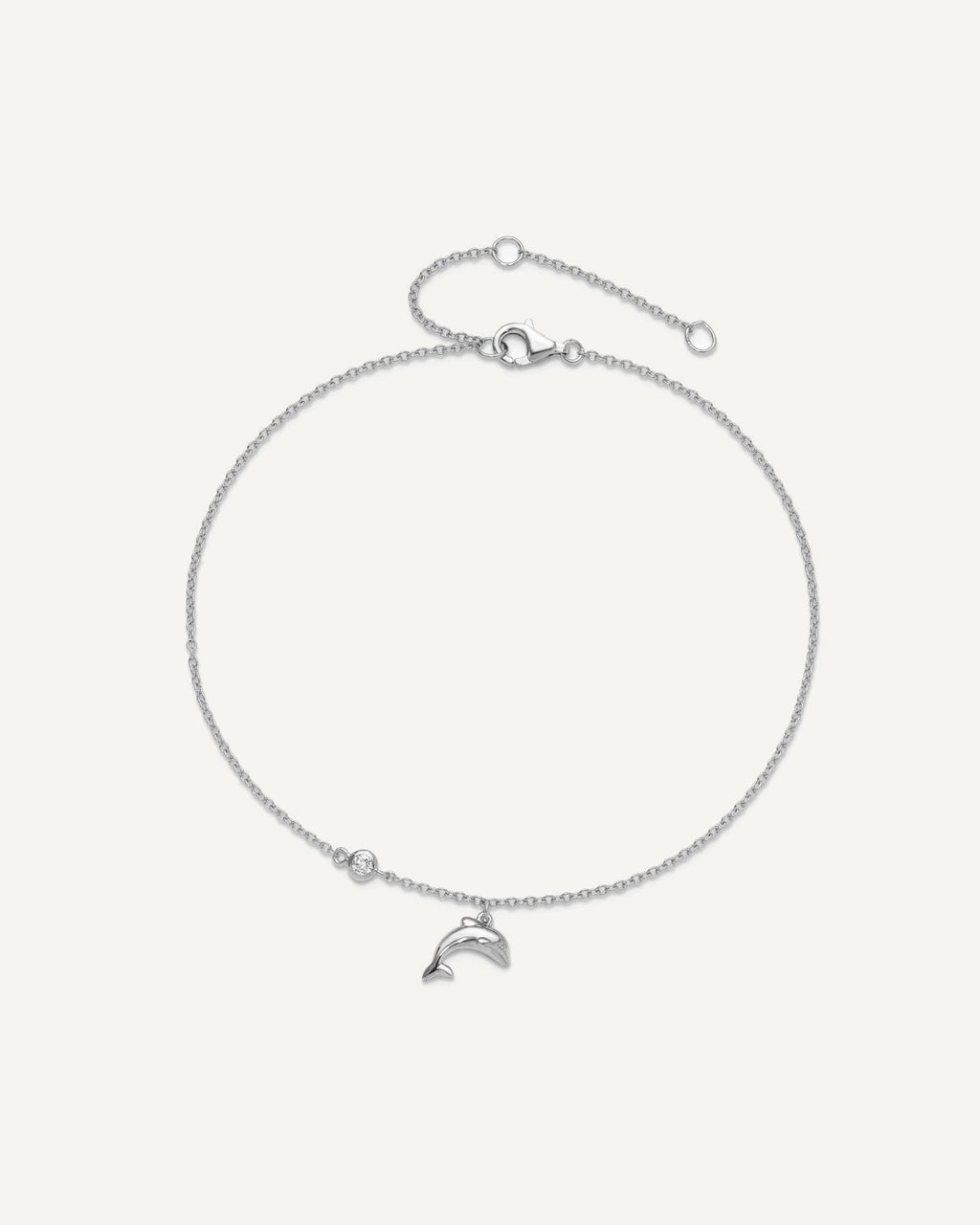 Sterling Silver Rhodium-plated CZ Dolphin 9 inch Plus 2 inch Extender - Total 11 inch Anklet – View 5