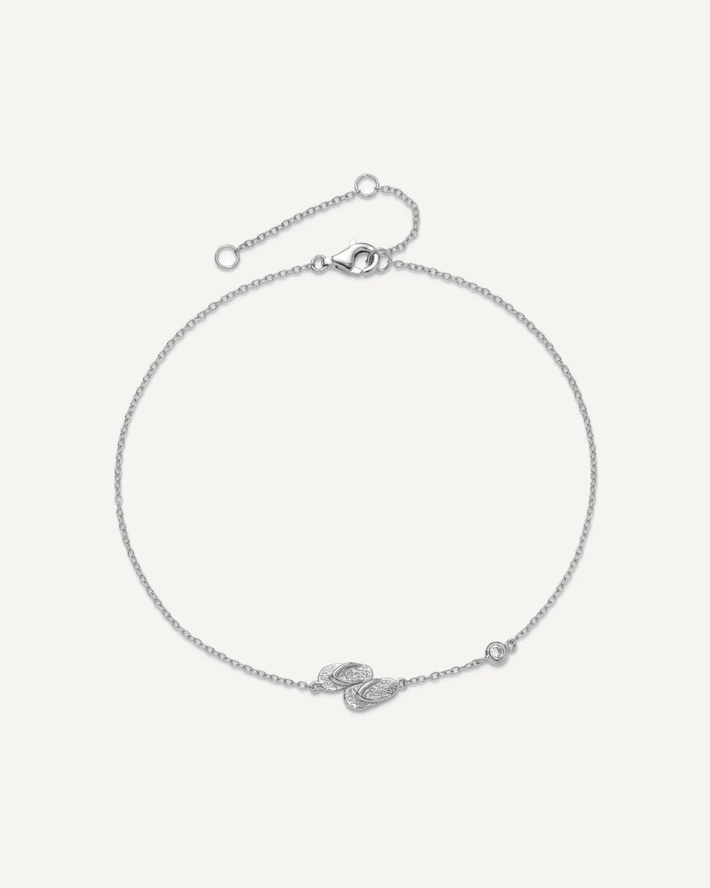 Sterling Silver Rhodium-plated CZ Flip Flops 9 inch Plus 2 inch Extender - Total 11 inch Anklet – View 5