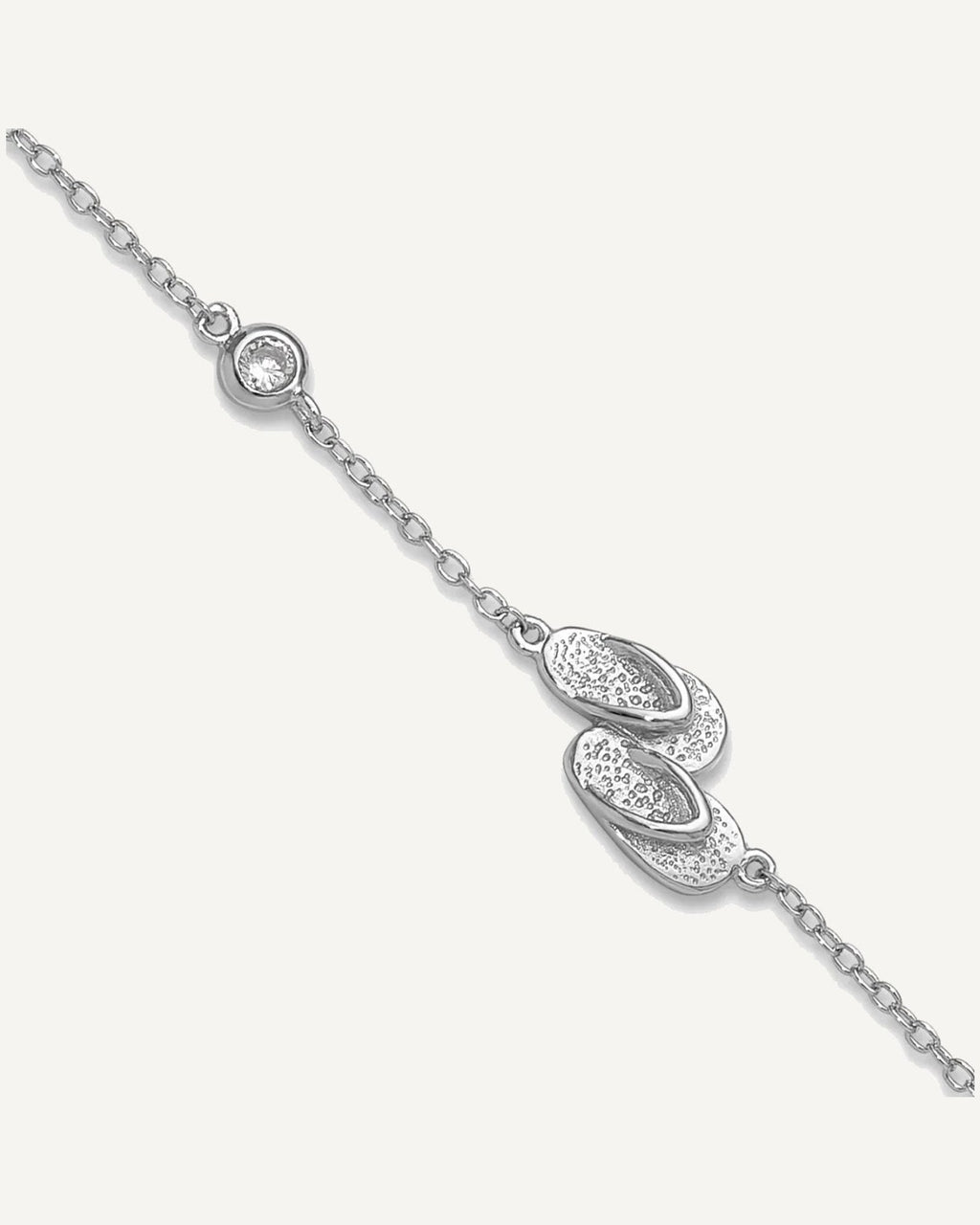Sterling Silver Rhodium-plated CZ Flip Flops 9 inch Plus 2 inch Extender - Total 11 inch Anklet – View 1