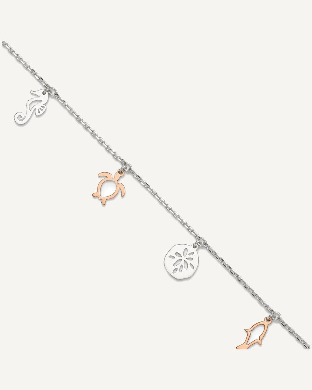 Sterling Silver Rose-tone Seashore Charms 9 inch Plus 1 inch Extender - Total 10 inch Anklet – View 1