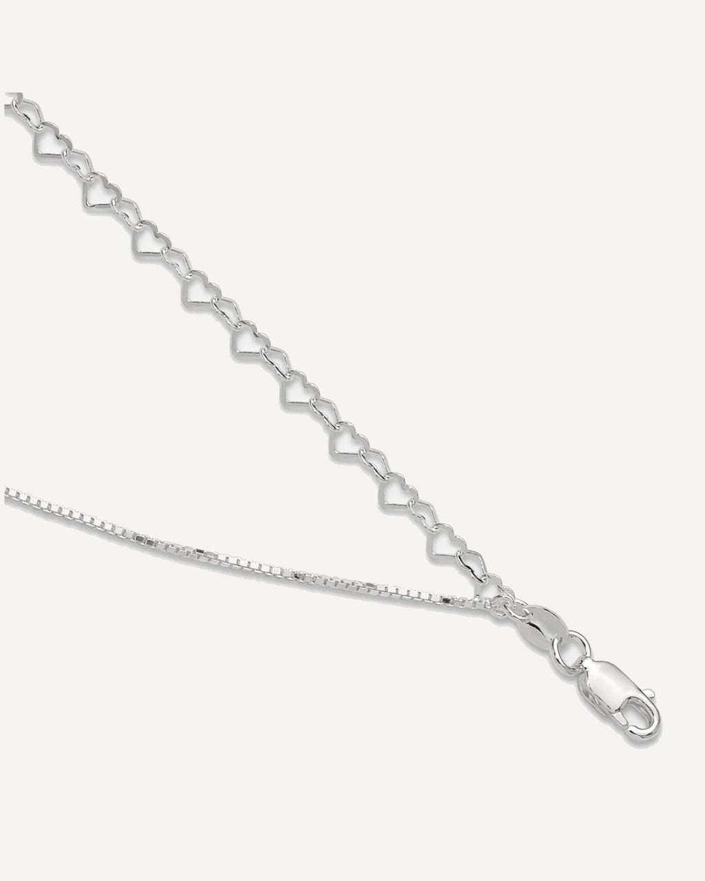 Sterling Silver 2-Strand Heart Link 9 inch Plus 1 inch Extender - Total 10 inch Anklet – View 1