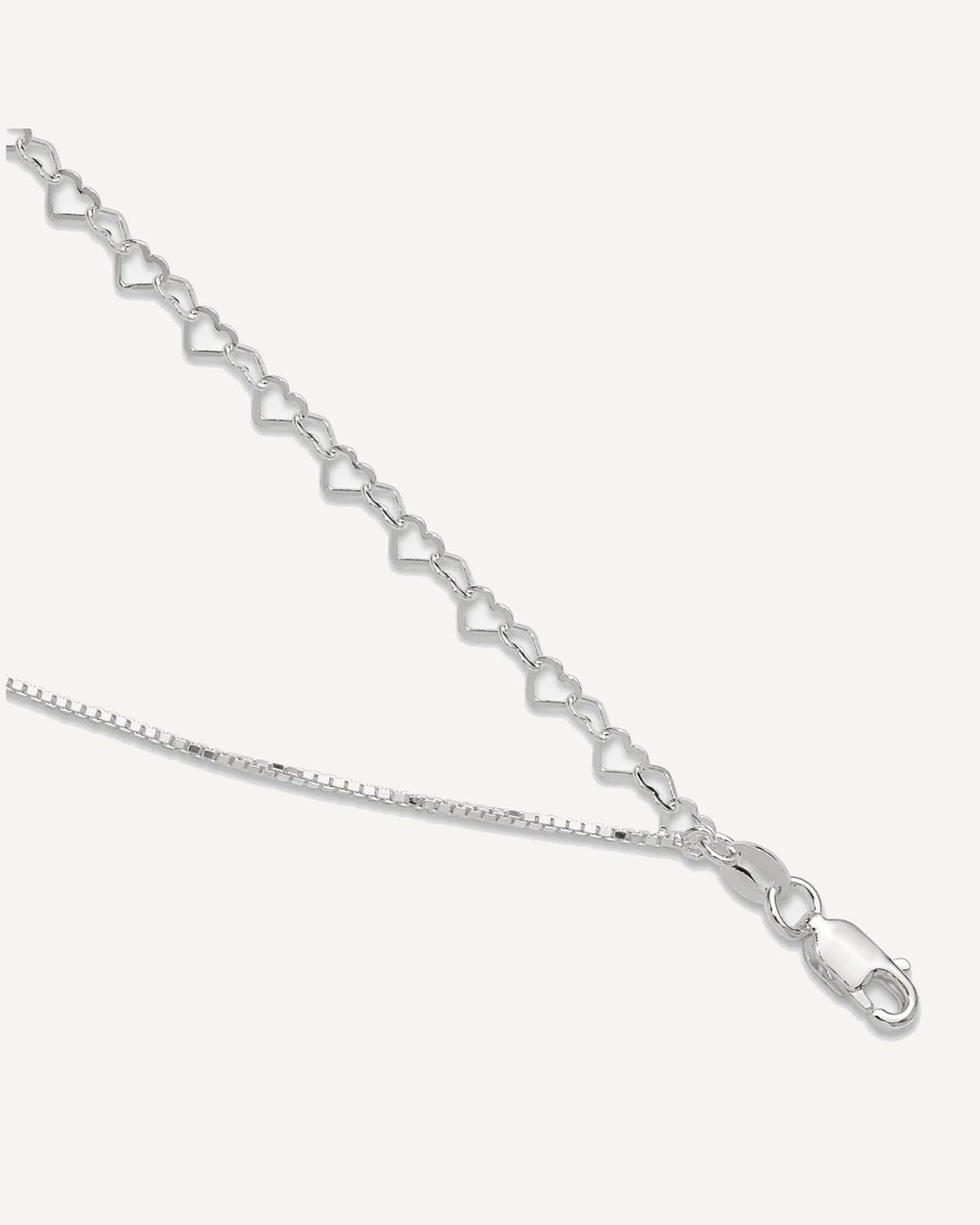 Sterling Silver 2-Strand Heart Link 9 inch Plus 1 inch Extender - Total 10 inch Anklet – View 1