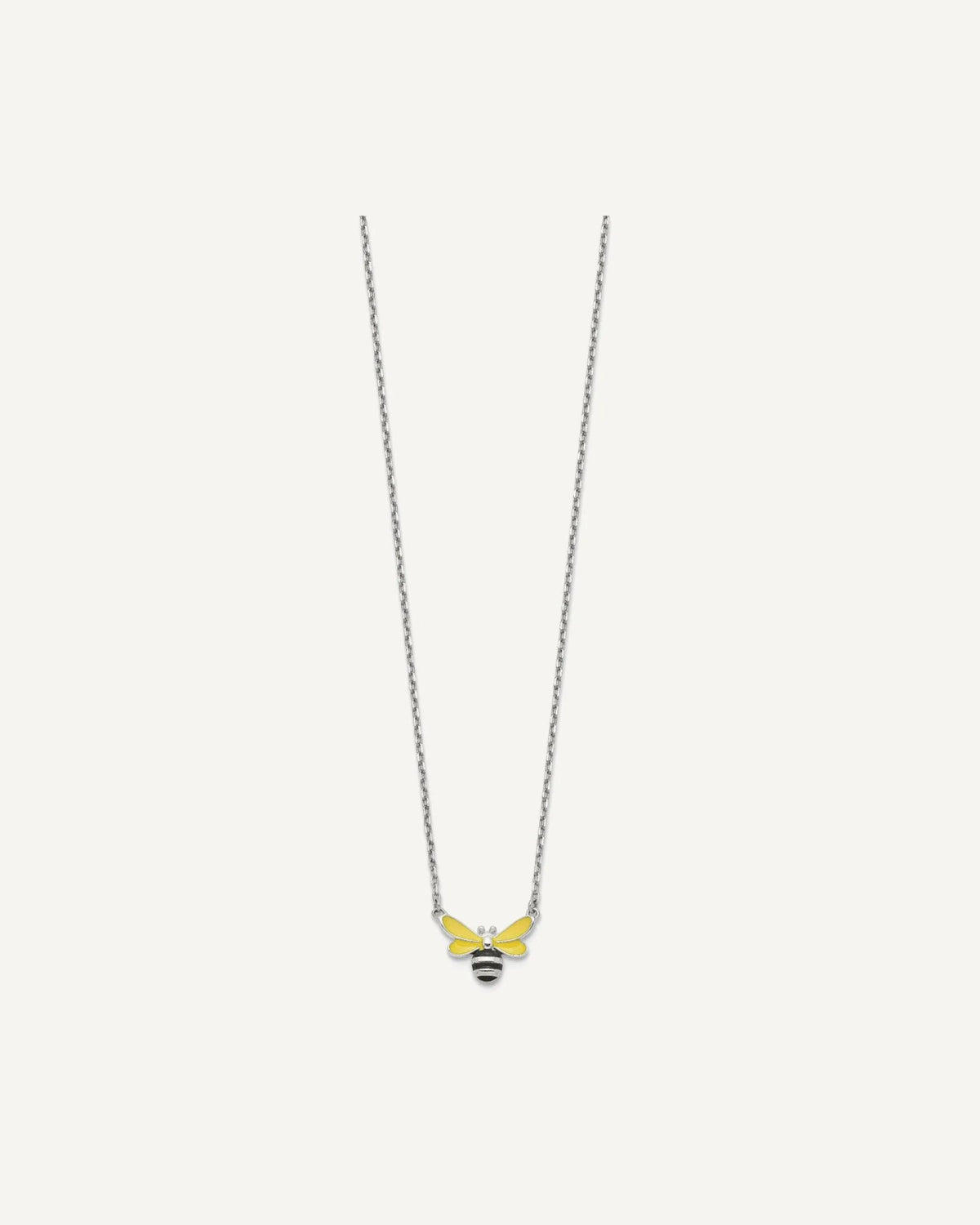 Sterling Silver Polished Yellow and Black Enameled Bumblebee with 2 Inch Extension 16 inch Necklace – View 2