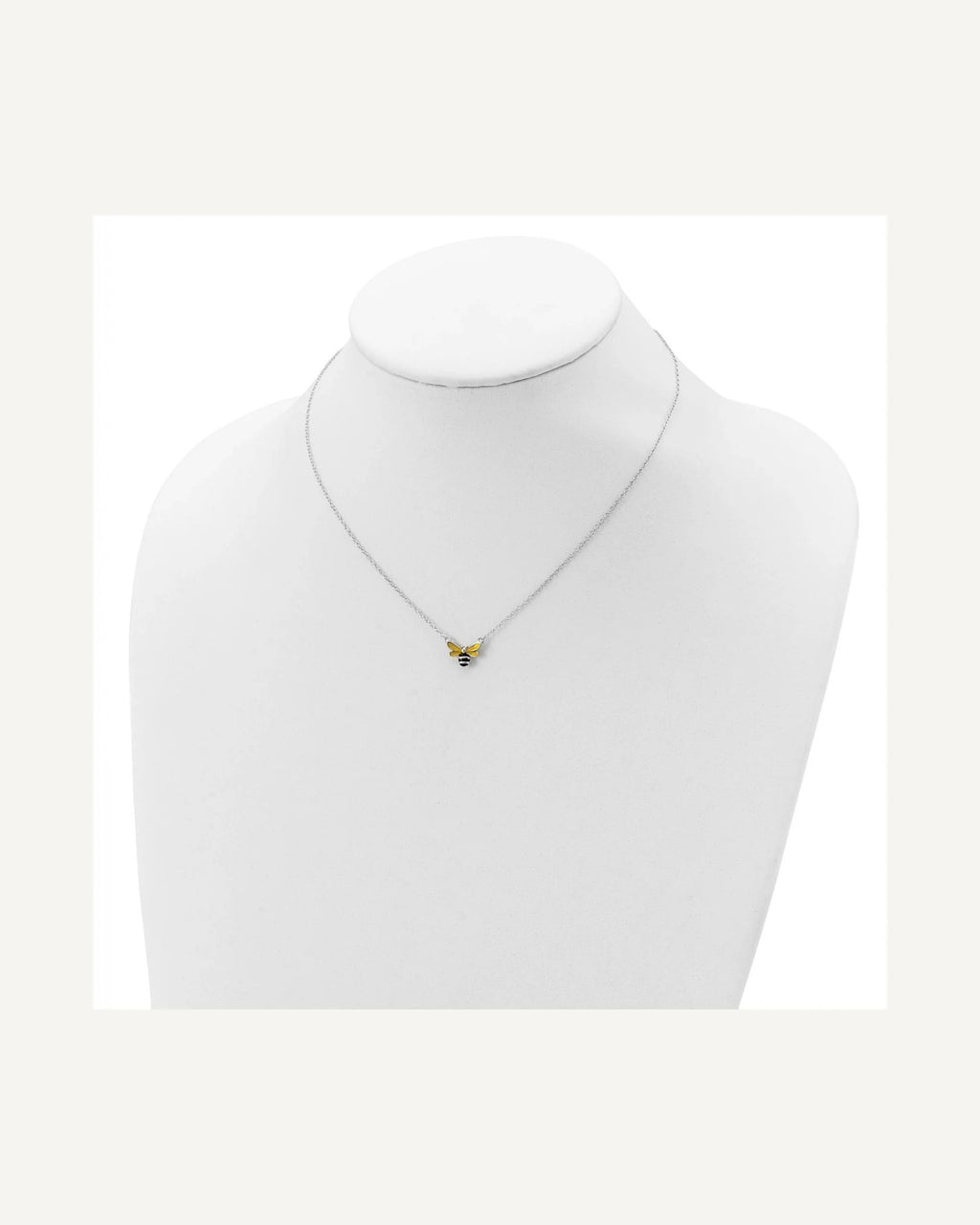Sterling Silver Polished Yellow and Black Enameled Bumblebee with 2 Inch Extension 16 inch Necklace – View 4