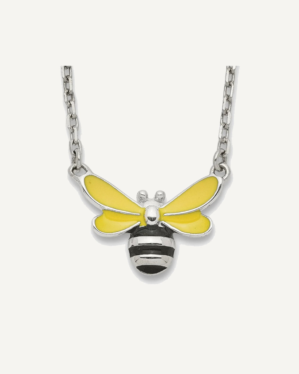 Sterling Silver Polished Yellow and Black Enameled Bumblebee with 2 Inch Extension 16 inch Necklace – View 1