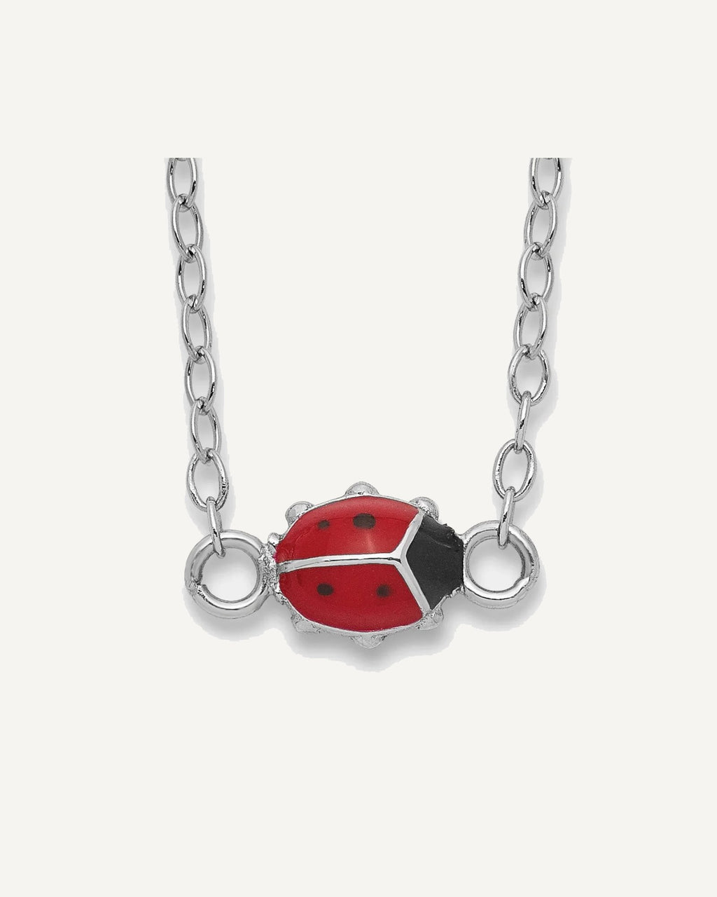Sterling Silver Polished Red and Black Enameled Ladybug with 2 Inch Extension 16 Inch Necklace – View 1