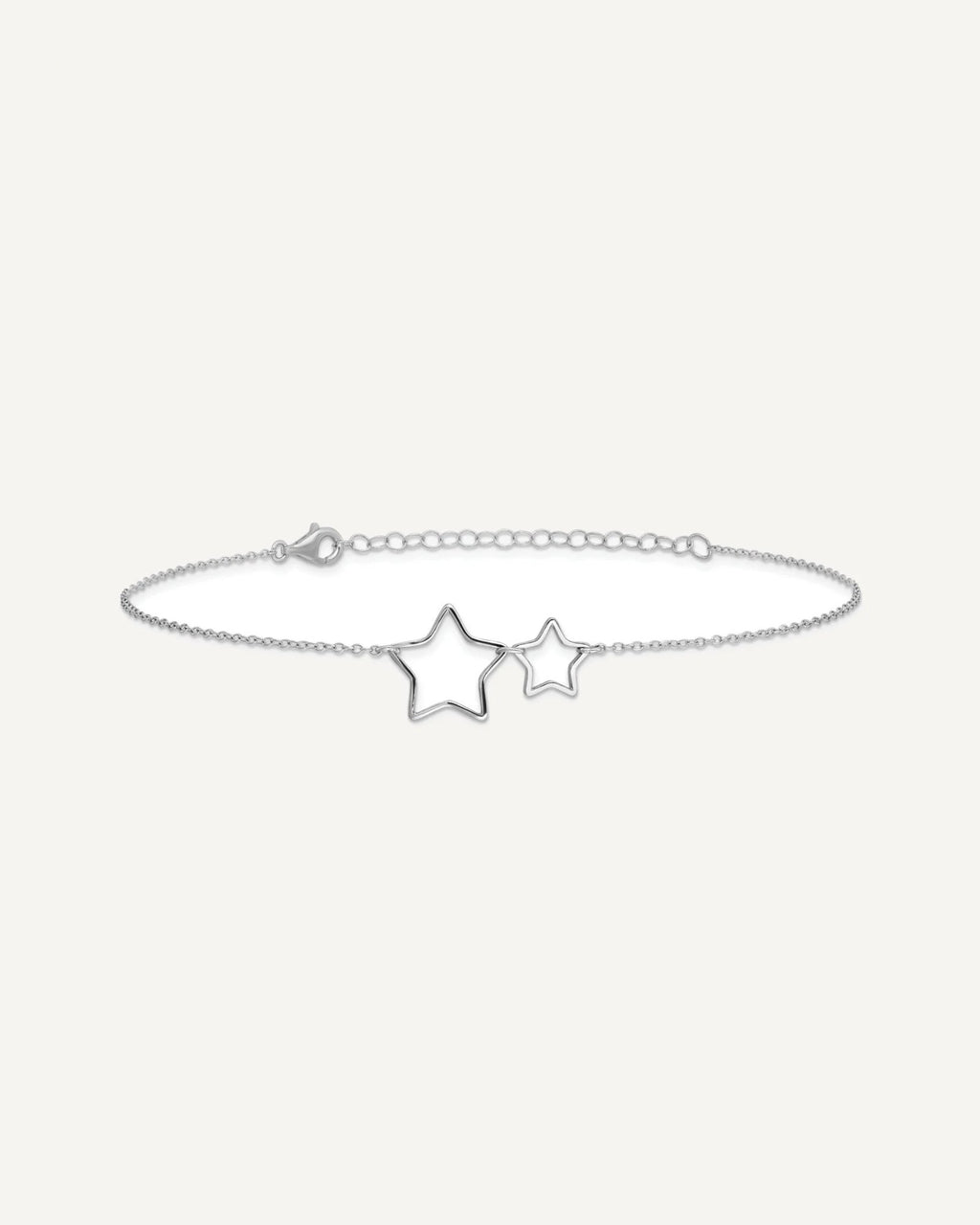 Sterling Silver Rhodium-plated Cut-Out Stars 9 inch Plus 2 inch Extender - Total 11 inch Anklet – View 3
