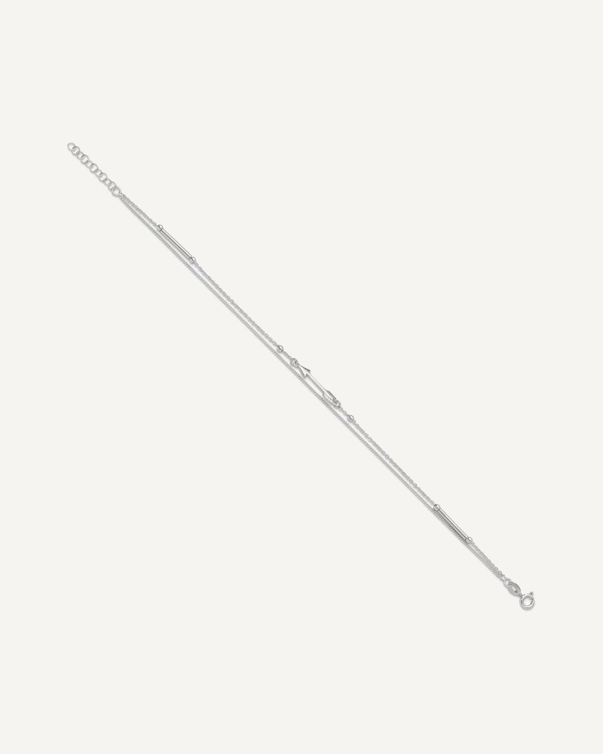 Sterling Silver 2-strand Arrow 9 inch Plus 1 inch Extender - Total 10 inch Anklet – View 2