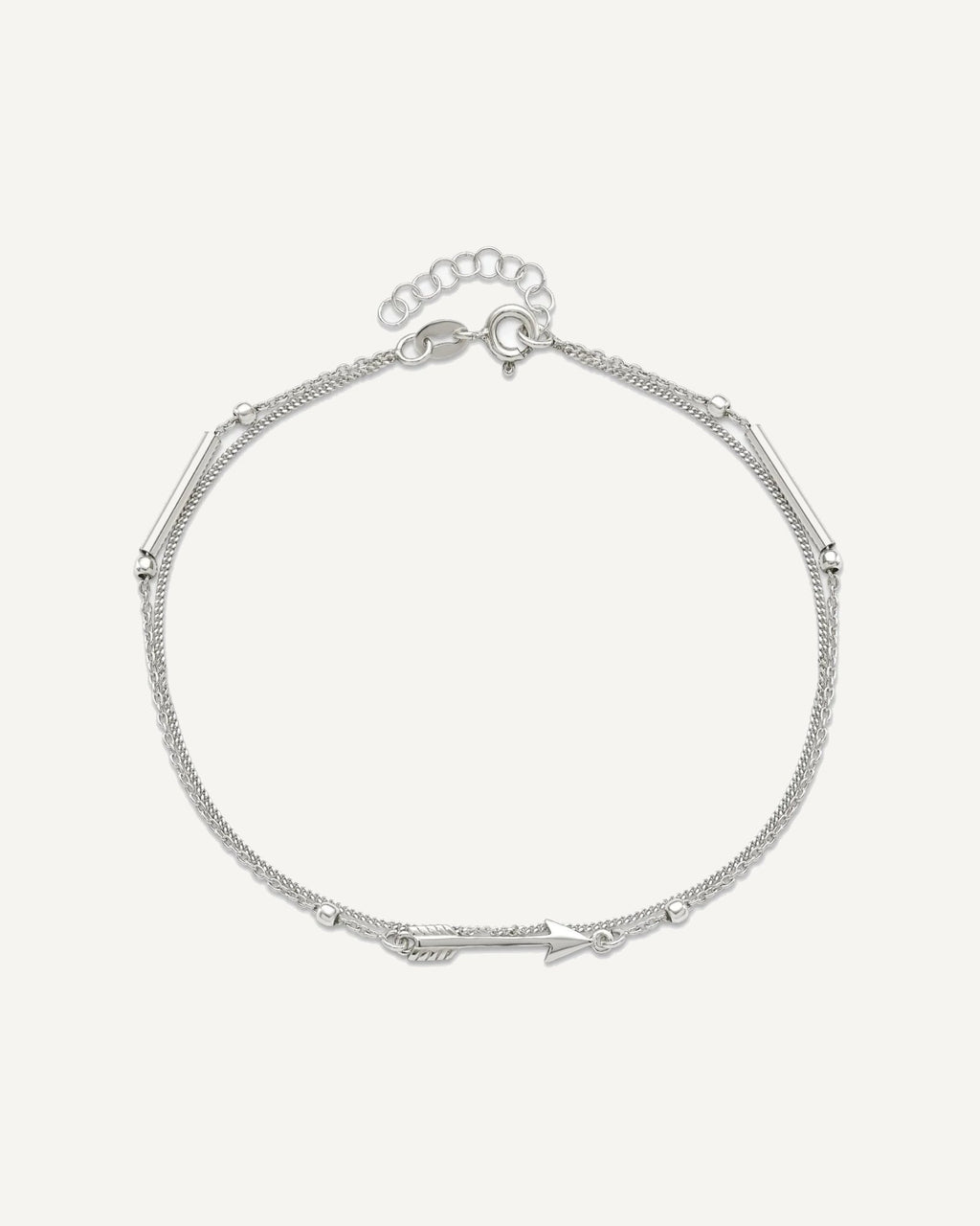 Sterling Silver 2-strand Arrow 9 inch Plus 1 inch Extender - Total 10 inch Anklet – View 4