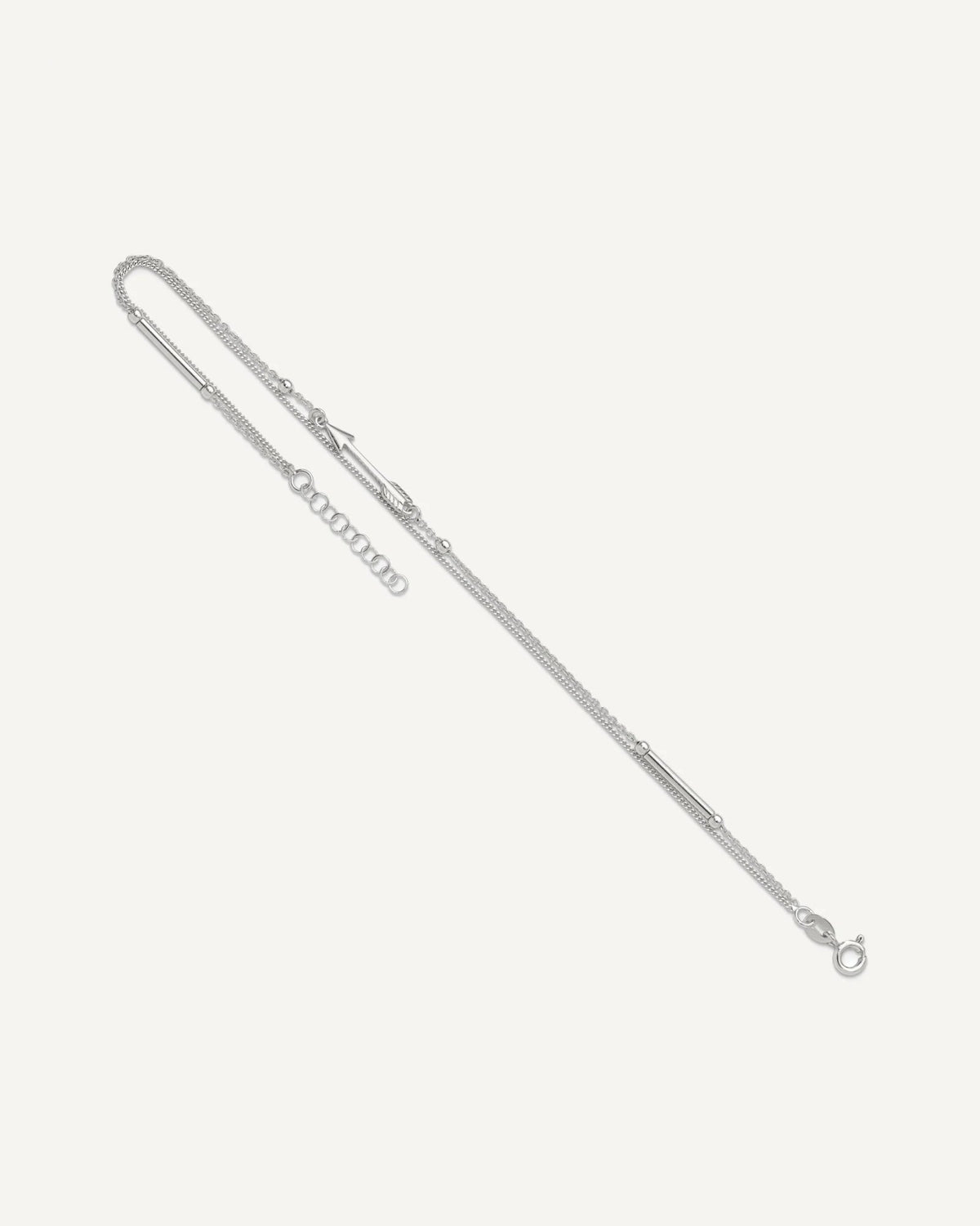 Sterling Silver 2-strand Arrow 9 inch Plus 1 inch Extender - Total 10 inch Anklet – View 7