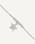 Sterling Silver CZ Star and Beads 9 inch Plus 1 inch Extender - Total 10 inch Anklet – View 1