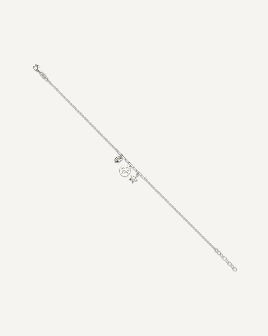 Sterling Silver Shell/SandDollar/Starfish 9 inch Plus 1 inch Extender - Total 10 inch Anklet – View 2