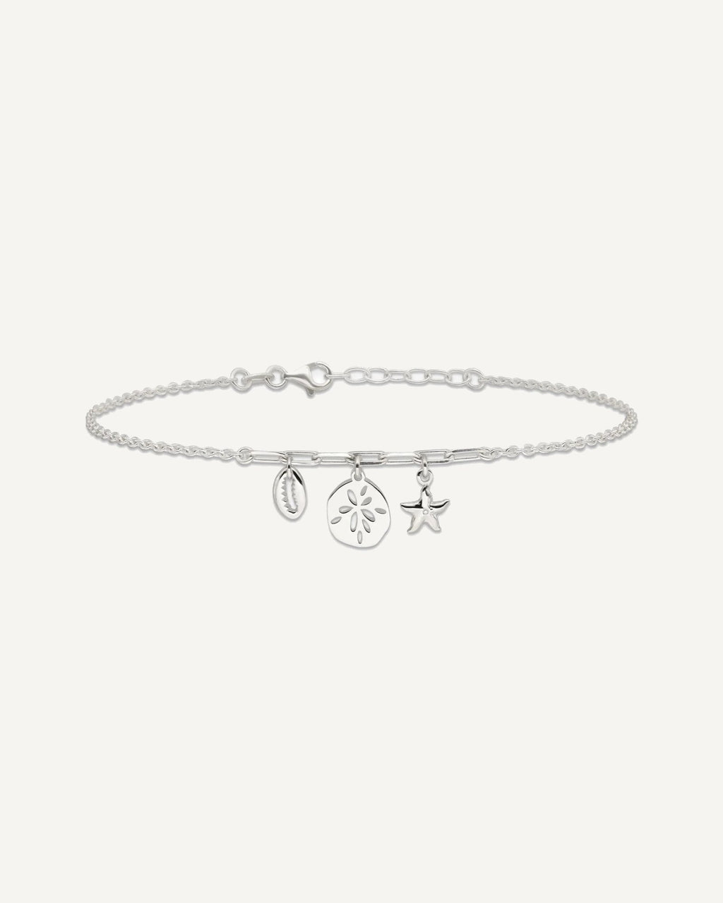 Sterling Silver Shell/SandDollar/Starfish 9 inch Plus 1 inch Extender - Total 10 inch Anklet – View 3