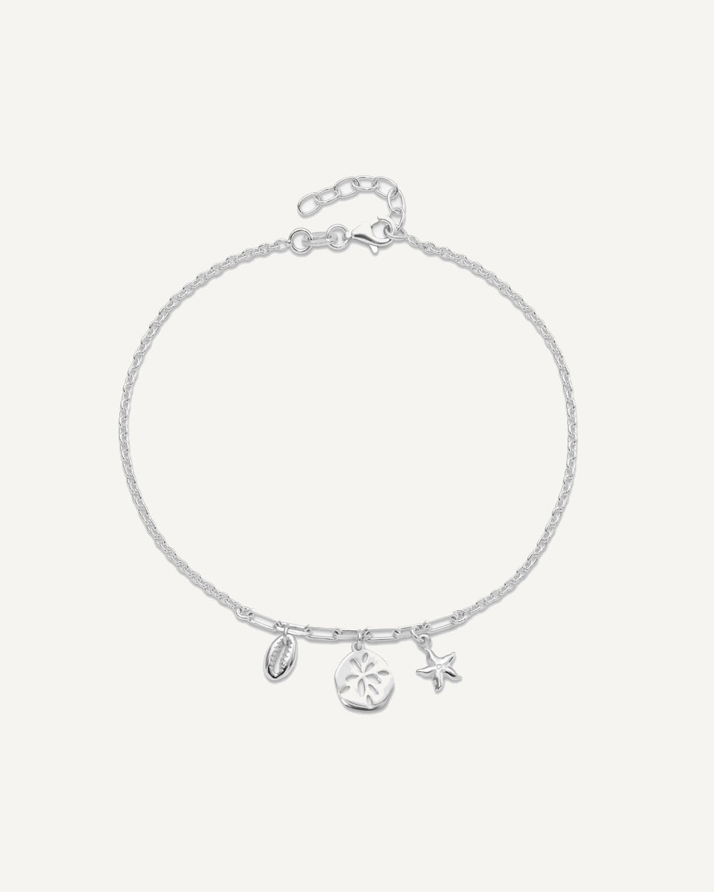 Sterling Silver Shell/SandDollar/Starfish 9 inch Plus 1 inch Extender - Total 10 inch Anklet – View 5