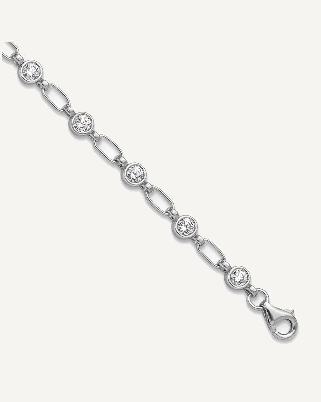 Sterling Silver Rhodium-plated Polished CZ Anklet – View 1