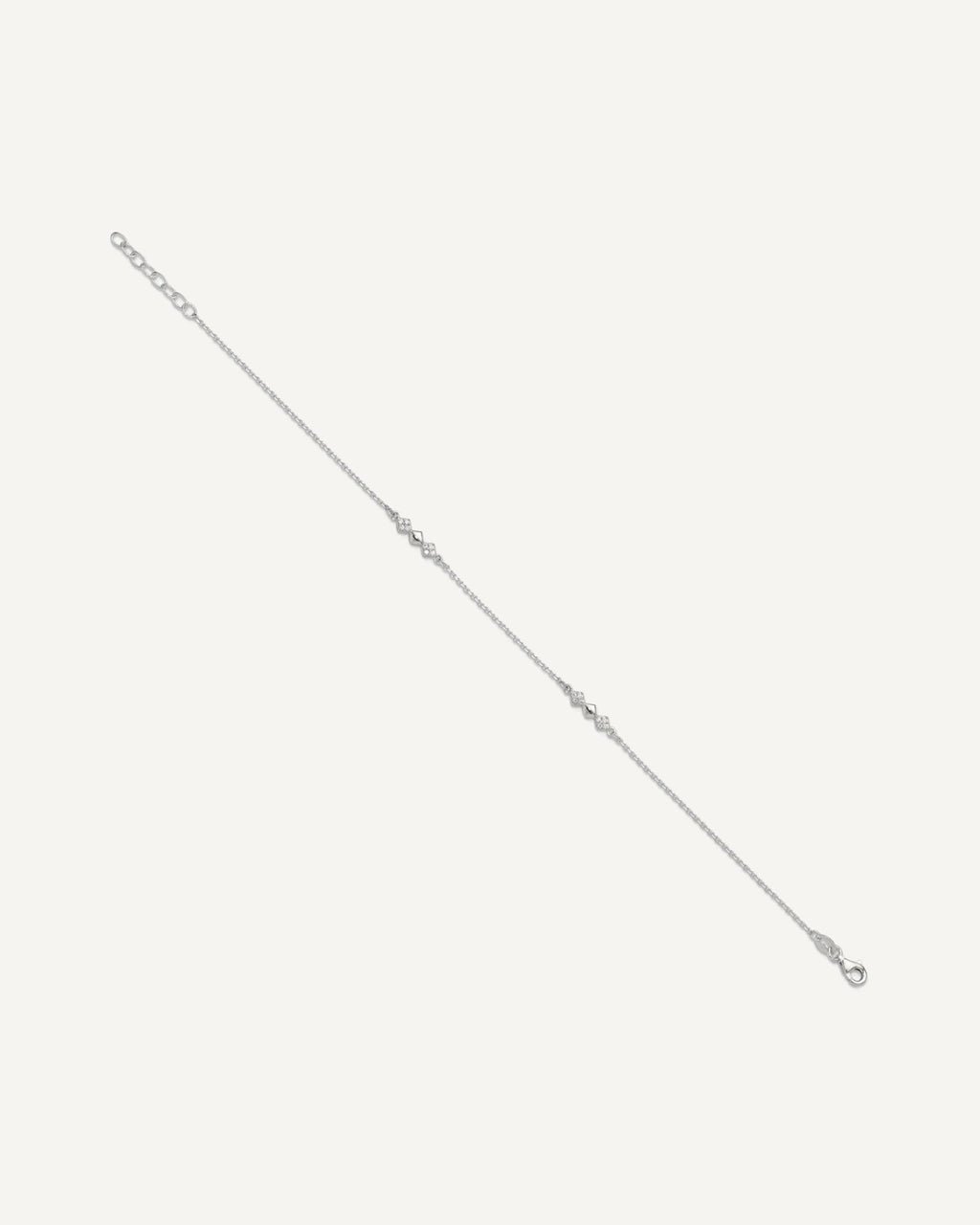 Sterling Silver CZ Shapes 9 inch Plus 1 inch Extender - Total 10 inch Anklet – View 2