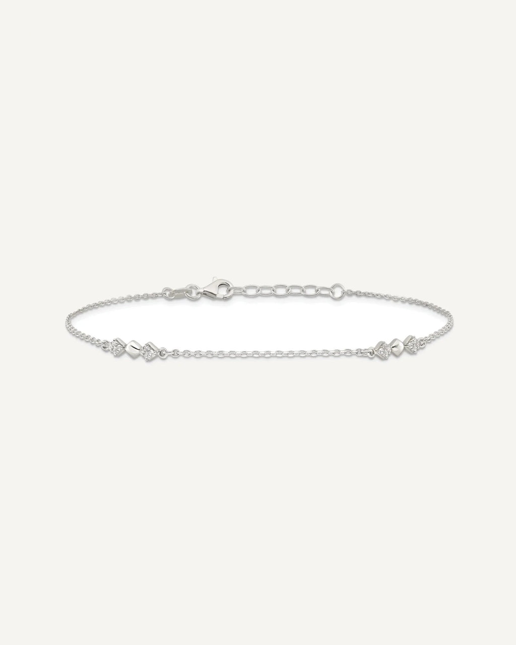 Sterling Silver CZ Shapes 9 inch Plus 1 inch Extender - Total 10 inch Anklet – View 3