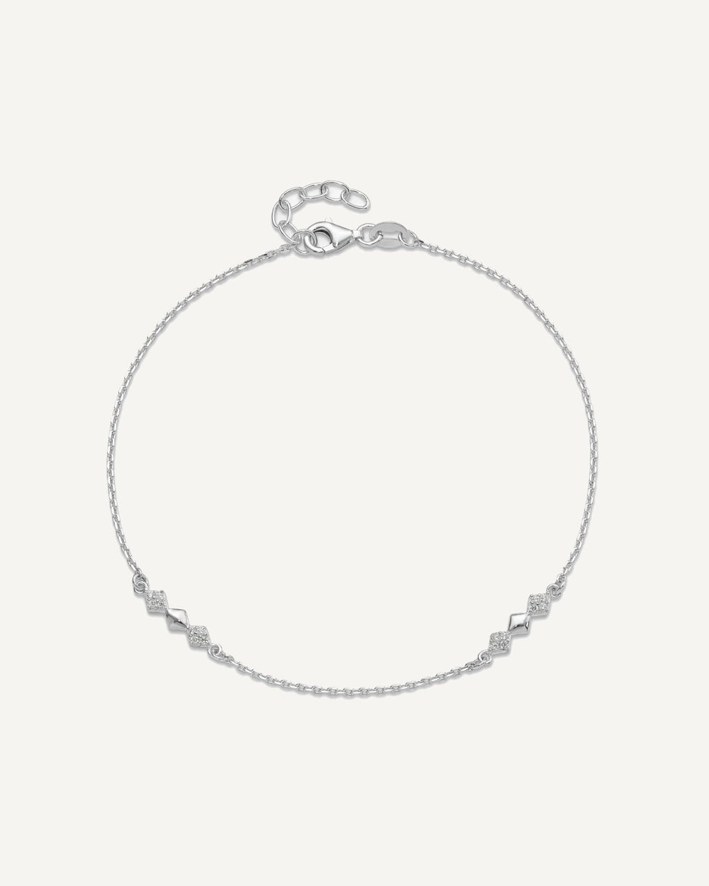 Sterling Silver CZ Shapes 9 inch Plus 1 inch Extender - Total 10 inch Anklet – View 5