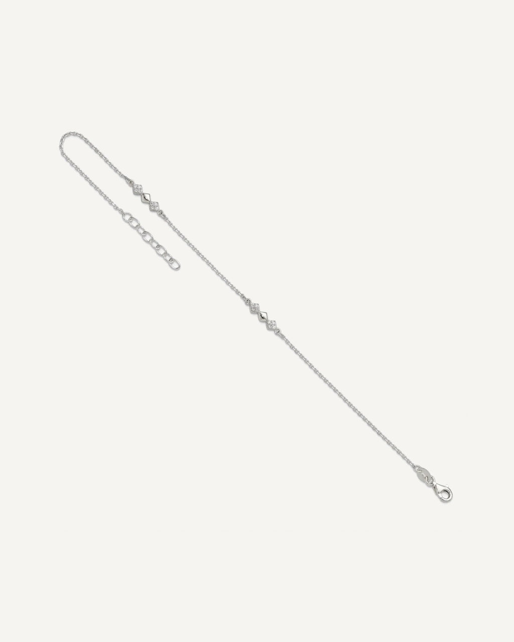 Sterling Silver CZ Shapes 9 inch Plus 1 inch Extender - Total 10 inch Anklet – View 7