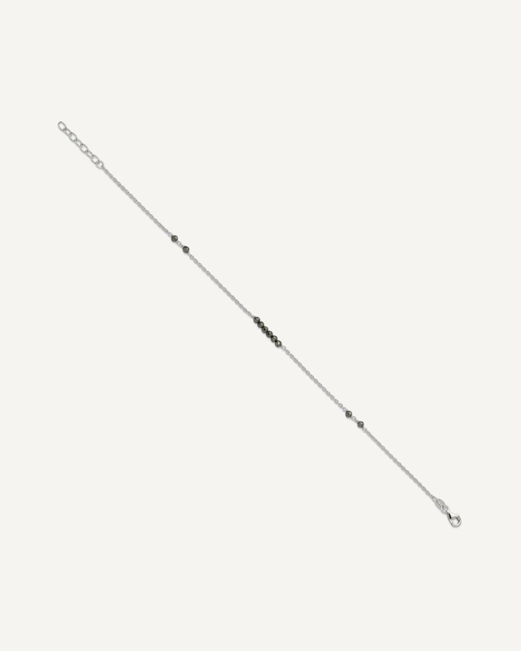 Sterling Silver Black CZ Beads 9 inch Plus 1 inch Extender - Total 10 inch Anklet – View 2