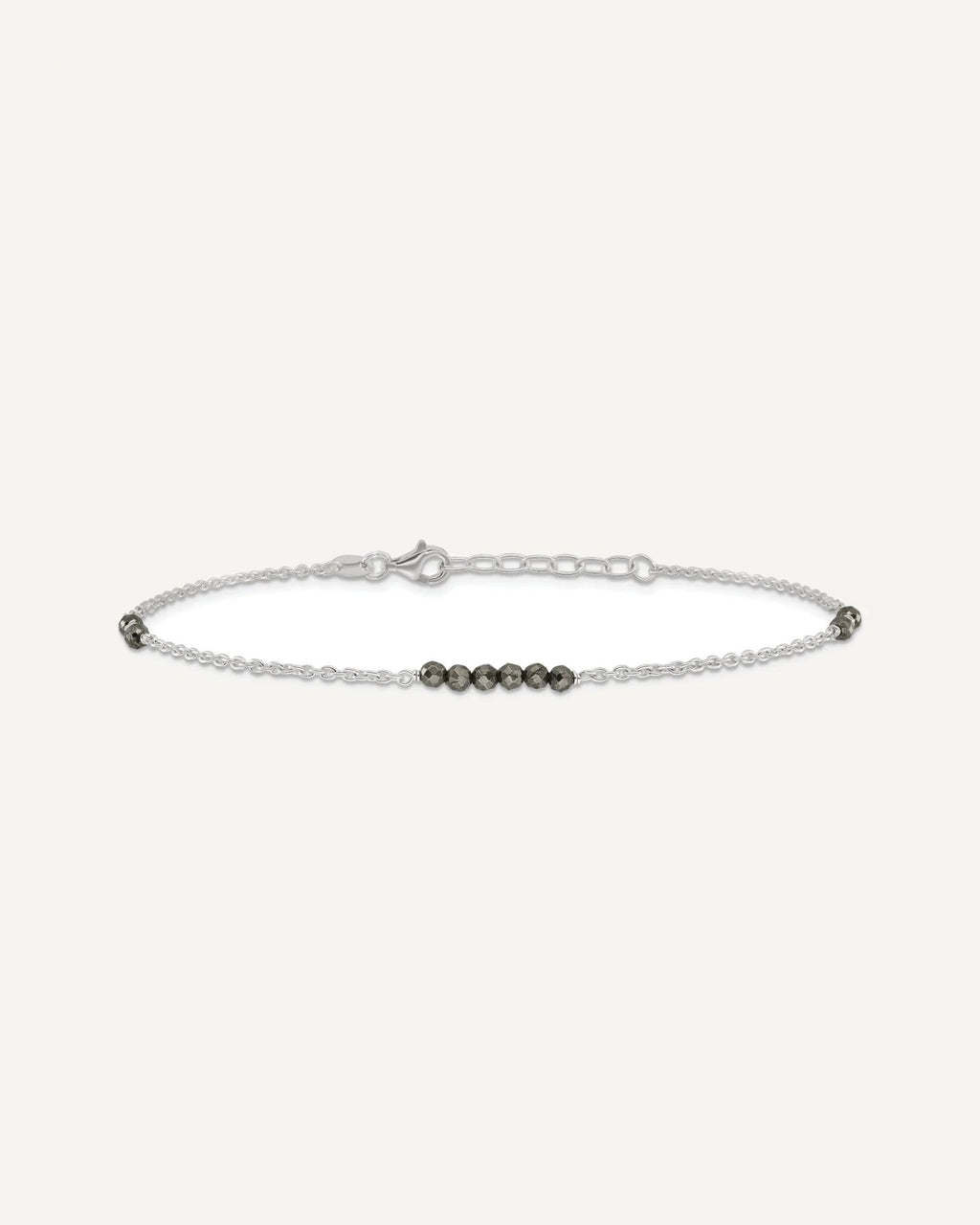 Sterling Silver Black CZ Beads 9 inch Plus 1 inch Extender - Total 10 inch Anklet – View 3