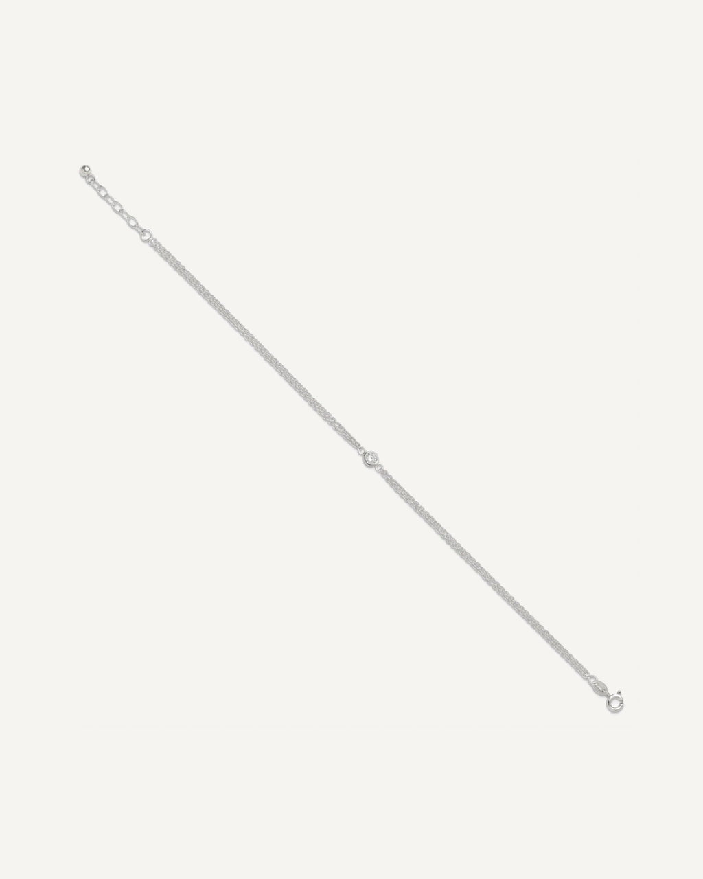 Sterling Silver Bezel CZ 2-Strand 9 inch Plus 1 inch Extender - Total 10 inch Anklet – View 2